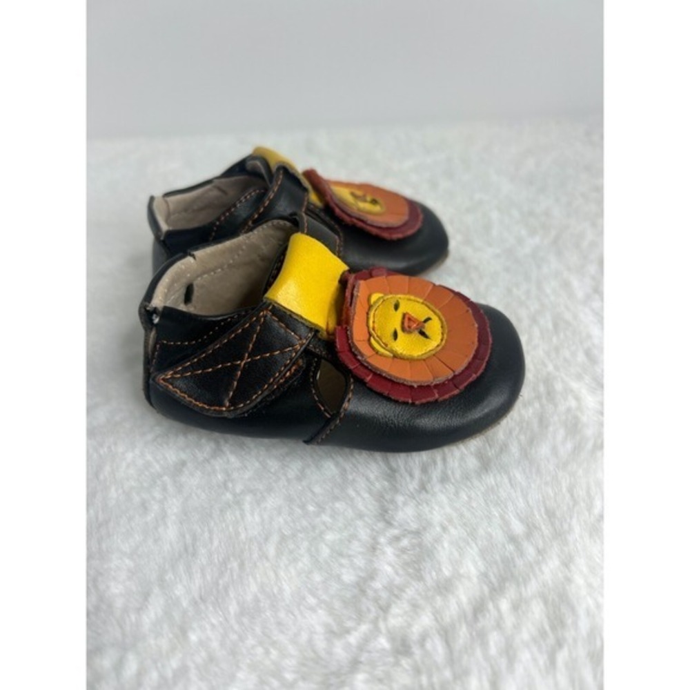 Handmade Leather Lion Baby Shoes Brown Soft Sole Walkers Hook Loop Strap - Picture 3 of 12
